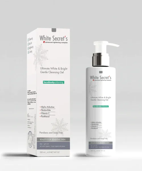 White Secret`s Ultimate W&B Gentle Cleansing Gel FACE & BODY Kuwait جل تنظيف رقيق و تبييض وايت سيكريتس - 200 مل للوجه و الرقبة و الجسم الكويت و الخليج 1