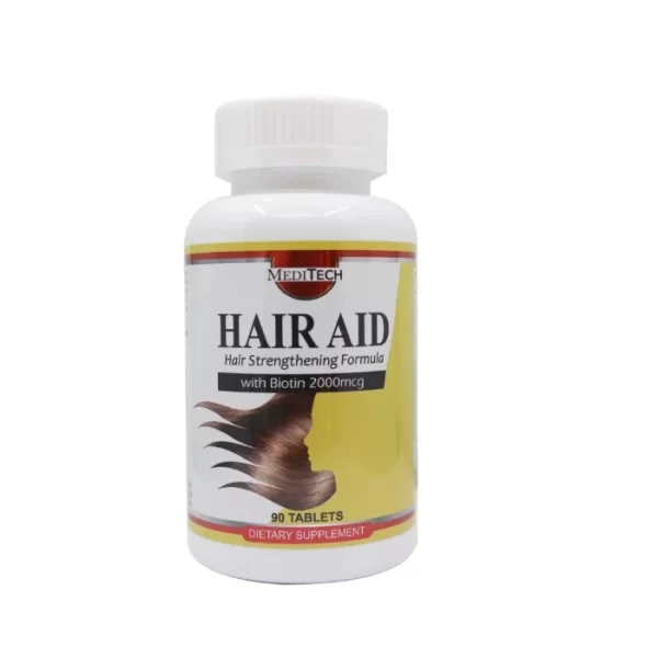 MediTech Hair Aid With Biotin 2000 MCG 90 Tablets Kuwait ميديتيك اقراص للشعر هير ايد ويث بوتين 2000 ميكروغرام 90 قرص الكويت