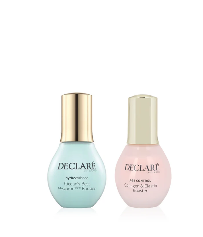 Declare Extra Glow & Lift Package Offer Collagen & Elastin Booster Serum Ocean's Best Hyaluron Triple Booster Kuwait ديكلاريه مجموعة اشراقة و رفع البشرة كولاجين ايلاستين هيالورون ثلاثى تربل بوستر سيروم الكويت