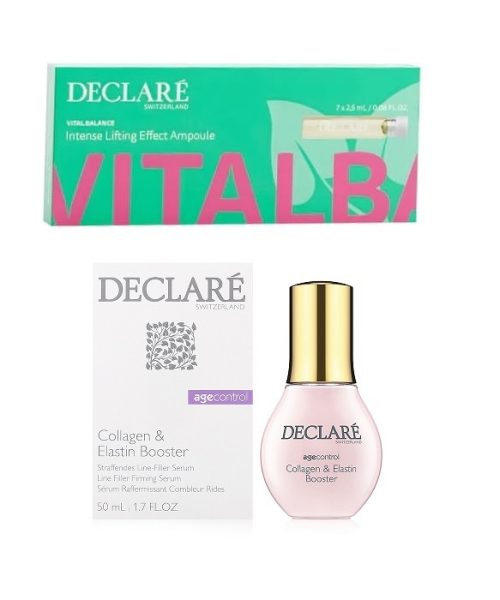 Declare Collagen & Elastin Serum + Vital balance Ampoules Offer Kuwait مجموعة شد ونضارة البشرة ديكلاريه سيرم الكولاجين والايلاستين + أمبولات الكويت